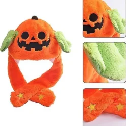 Sød hat med bankende ører, plysdyrhat, dyre-cosplay-hat til Halloween, påske, julefrokost, udklædningshatte orange