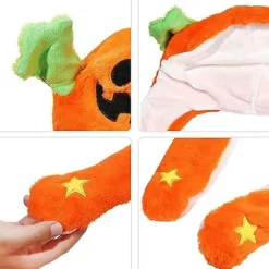 Sød hat med bankende ører, plysdyrhat, dyre-cosplay-hat til Halloween, påske, julefrokost, udklædningshatte orange