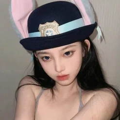 Sød Judy Hat Kanin Bowler Zootopia Politi Officer Børn Voksen Cosplay Hårbånd Hovedbeklædning (vuxen 57 cm)