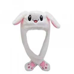 Sød kanin hue røre ører blød sjov legetøj hue-hvid