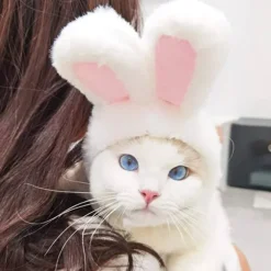 Sødt kostume kaninhat med ører til katte og små hunde, festkostume, påske kæledyrstilbehør, hovedbeklædning