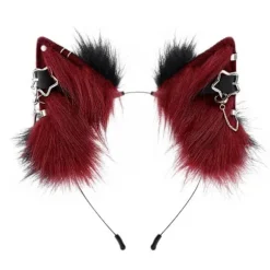 Sødt Realistisk Dyreøre Hårbånd, Strækbart Komfortabelt Design til Halloween Cosplay Temaarrangementer, Rød Red
