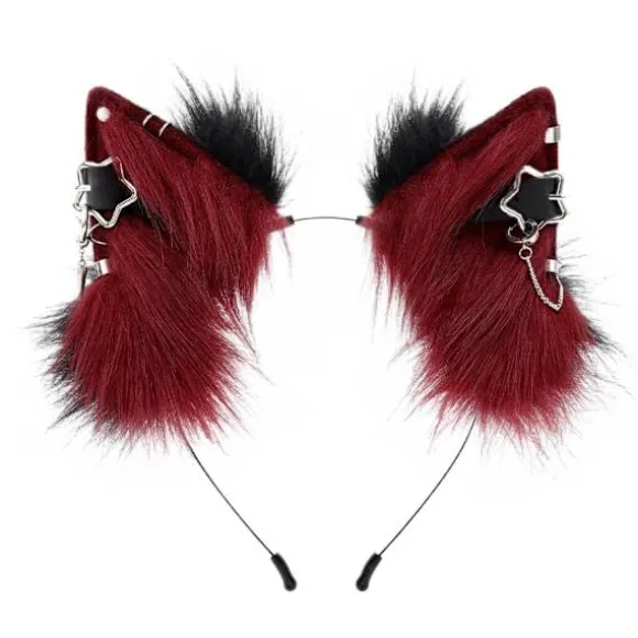 Sødt Realistisk Dyreøre Hårbånd, Strækbart Komfortabelt Design til Halloween Cosplay Temaarrangementer, Rød Red