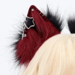 Sødt Realistisk Dyreøre Hårbånd, Strækbart Komfortabelt Design til Halloween Cosplay Temaarrangementer, Rød Red