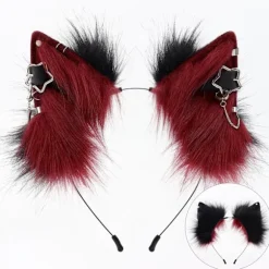 Sødt Realistisk Dyreøre Hårbånd, Strækbart Komfortabelt Design til Halloween Cosplay Temaarrangementer, Rød Red