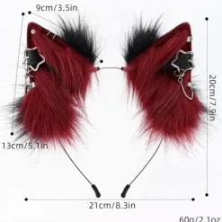 Sødt Realistisk Dyreøre Hårbånd, Strækbart Komfortabelt Design til Halloween Cosplay Temaarrangementer, Rød Red