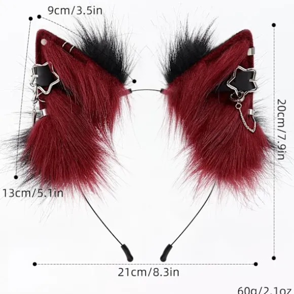 Sødt Realistisk Dyreøre Hårbånd, Strækbart Komfortabelt Design til Halloween Cosplay Temaarrangementer, Rød Red