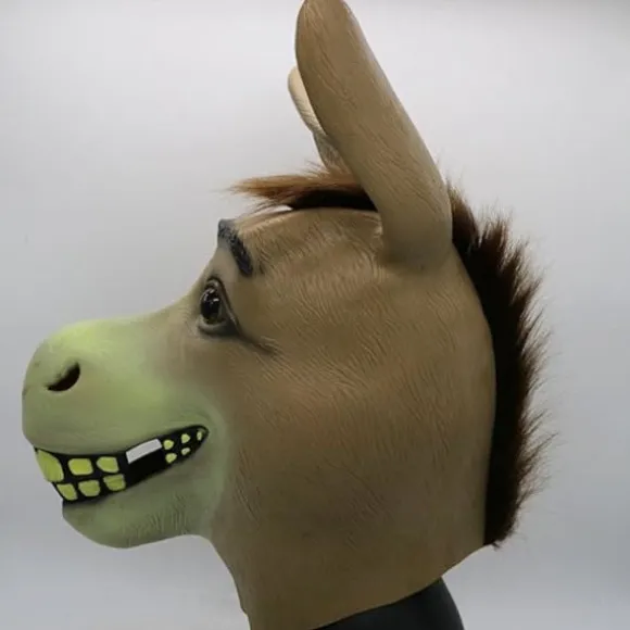 Æsel Maske, Halloween Shrek Æsel Hoved Maske, Nyhed Deluxe Kostume Fest Cosplay Latex Dyrehoved Maske til Voksen