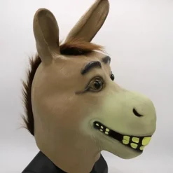 Æsel Maske, Halloween Shrek Æsel Hoved Maske, Nyhed Deluxe Kostume Fest Cosplay Latex Dyrehoved Maske til Voksen