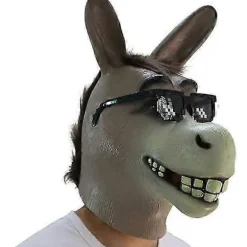 Æsel Maske, Latex Sherk Maske, Deluxe Fuld Ansigt Dyrehoved Maske til Halloween Voksen Kostume Fest (FMY)