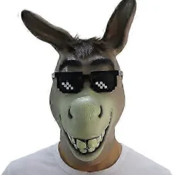 Æsel Maske, Latex Sherk Maske, Deluxe Fuld Ansigt Dyrehoved Maske til Halloween Voksen Kostume Fest (FMY)