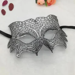 Sexet blonde maskebalmaske til damer til julekarneval Halloween bal nytårsfestartikler sølvfarve dyrestil~12985