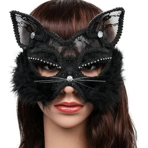 Sexet blondemaske til kvinder - kattemaske - venetiansk maske til fest