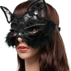 Sexet blondemaske til kvinder - kattemaske - venetiansk maske til fest