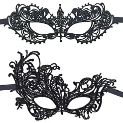 Sexet Maskebal Kostume Blonde Maske Halloween Maskebal Fest Halv Maske til Kvinder 2 Stykker[mo]