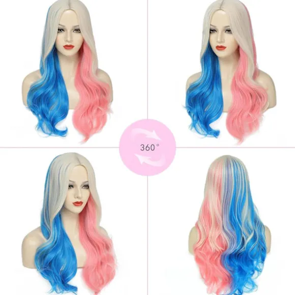 Shengruili Harley Quinn Paryk til kvinder Lang Cosplay Paryk Skurk Quinn Paryk Cosplay Paryk Blond Blå Pink Karneval Halloween Karnevalsfester{FY},CJY | Fyndiq