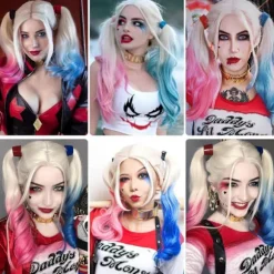 Shengruili Harley Quinn Paryk til kvinder Lang Cosplay Paryk Skurk Quinn Paryk Cosplay Paryk Blond Blå Pink Karneval Halloween Karnevalsfester{FY},CJY | Fyndiq