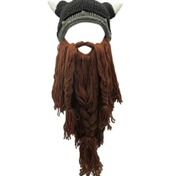 Shimbashi Viking med falsk skæg håndstrikket hue sjov hat Pre