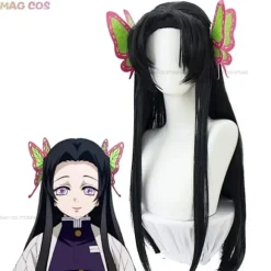 Shinobu Voksen Børn Kochou Anime Cosplay Kostume Kanae Cosplay Tøj Sommerfugl Klips Kvinder Uniform Slayer Kappe Halloween Outfit XXXL XXXL Wig B with clips | Fyndiq
