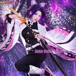 Shinobu Voksen Børn Kochou Anime Cosplay Kostume Kanae Cosplay Tøj Sommerfugl Klips Kvinder Uniform Slayer Kappe Halloween Outfit barn 110 kid 110 Wig B with clips | Fyndiq