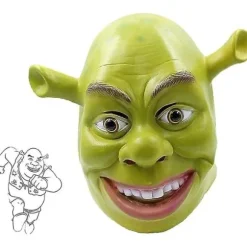 Shrek Kostume Halloween Cosplay Voksen Fuld Hoved Grøn Shrek Maske Latex Masker