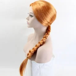 Shrek Kvinder Prinsesse Fiona Cosplay Fuld Paryk Monster Fiona Party Cosplay Orange Brun Flettet Paryk (YJD)
