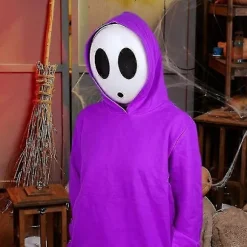 Shy Guy Cosplay Skræmmende Maske Hvidt Ansigt Cover Terror Halloween Fest Kostume Rekvisitter Hovedbeklædning Tilbehør Til Horror Rollespil Girl