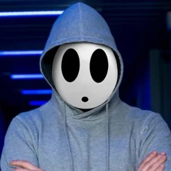 Shy Guy Maske til Halloween Cosplay – Hvid Fuld Ansigt Anime Maske Kostume til Mænd og Drenge, Sjov Rekvisit (FMY)