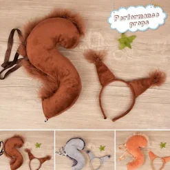 Sinknap 1 Sæt Egern Pandebånd Hale Sød Sjov Hovedbeklædning Lang Hale Performance Rekvisitter Cross-dressing Tilbehør Hårsløjfe Halloween Kostume Cosplay Brown Sets | Fyndiq