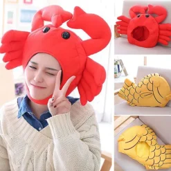 Sinknap Søde Taiyaki Krabbeformet Bomuldsøreklapper Beanie Hat Kostumefester Forbrugsvarer Crab