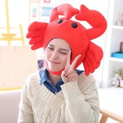 Sinknap Søde Taiyaki Krabbeformet Bomuldsøreklapper Beanie Hat Kostumefester Forbrugsvarer Crab