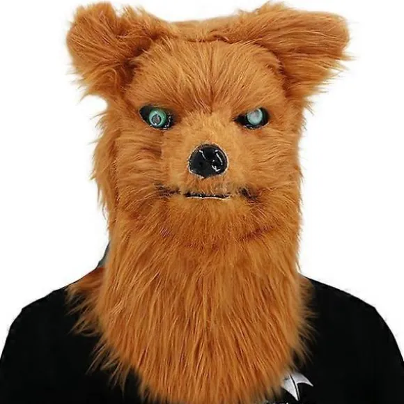 Sjov åben mund dyrehovedbeklædning, Halloween Kostume Cosplay Masker Plys Faux Fur Realistisk Dyremaske Halloween Fest