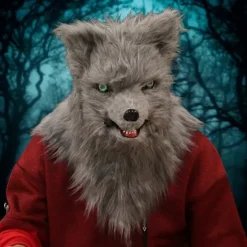 Sjov åben mund dyrehovedbeklædning, Halloween Kostume Cosplay Masker Plys Faux Fur Realistisk Dyremaske Halloween Fest