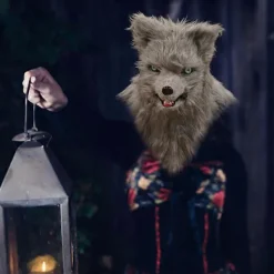 Sjov åben mund dyrehovedbeklædning, Halloween Kostume Cosplay Masker Plys Faux Fur Realistisk Dyremaske Halloween Fest