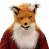 Sjov åben mund dyrehovedbeklædning, Halloween Kostume Cosplay Masker Plys Faux Fur Realistisk Dyremaske Halloween Fest