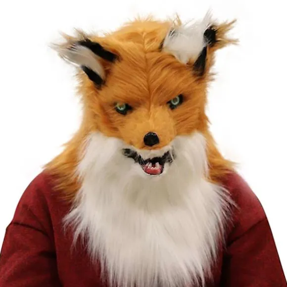 Sjov åben mund dyrehovedbeklædning, Halloween Kostume Cosplay Masker Plys Faux Fur Realistisk Dyremaske Halloween Fest