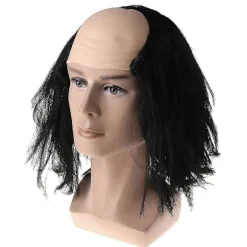 Sjov Cosplay Skaldet Paryk til Halloween Kostumefest - Sort