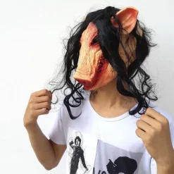Sjov dyremask med hår Halloween Cosplay Scary Latex Mask Kostumefest none