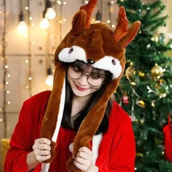 Sjov elghat plys elghatte bevægelige øre hophat plys elghat børn voksen julefest cosplay søde dyrehatte