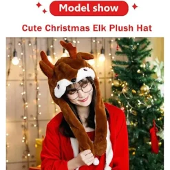 Sjov elghat plys elghatte bevægelige øre hophat plys elghat børn voksen julefest cosplay søde dyrehatte