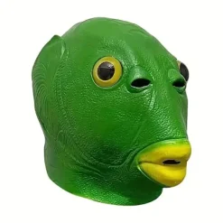 Sjov Grøn Fisk Latex Maske - Unisex Cosplay Hovedbeklædning til Fester & Events, Ingen Batterier Kræves, Alder 14+