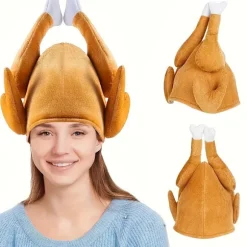 Sjov Kalkunben Kokkehue til Thanksgiving & Jul - Polyester, Perfekt til Julemiddag & Fotorekvisit Kok kylling Chef chicken hat