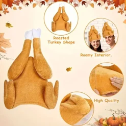 Sjov Kalkunben Kokkehue til Thanksgiving & Jul - Polyester, Perfekt til Julemiddag & Fotorekvisit Kok kylling Chef chicken hat