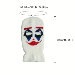 Sjov Klovneansigt Hue - Sød & Legesyg Strikket Hue med Rødt & Klovne Makeup Design, Blød Åndbar Vinterhue til Halloween, Fester, Aften (FMY) clown beanie | Fyndiq