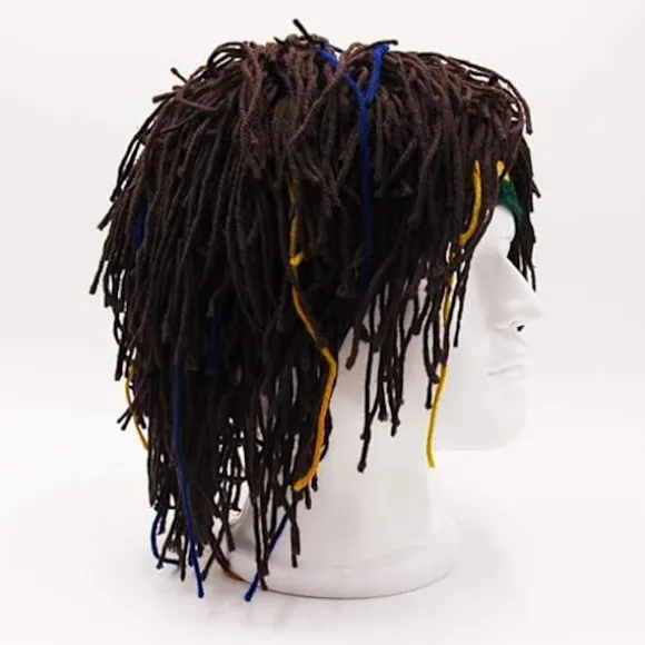 Sjov paryk skæg hatte håndstrikkede hue rasta hat med dreadlocks