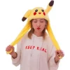 Sjov Pikachu-hat med plys, ørebevægelse, hop, cosplay-kostumer