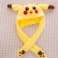 Sjov Pikachu-hat med plys, ørebevægelse, hop, cosplay-kostumer