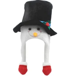 Sjov Snemand Hat Julefrokost Hat Sjov Julehat Julecylinder med Snemand Øreklap Navidad Rekvisitter Nytår Black