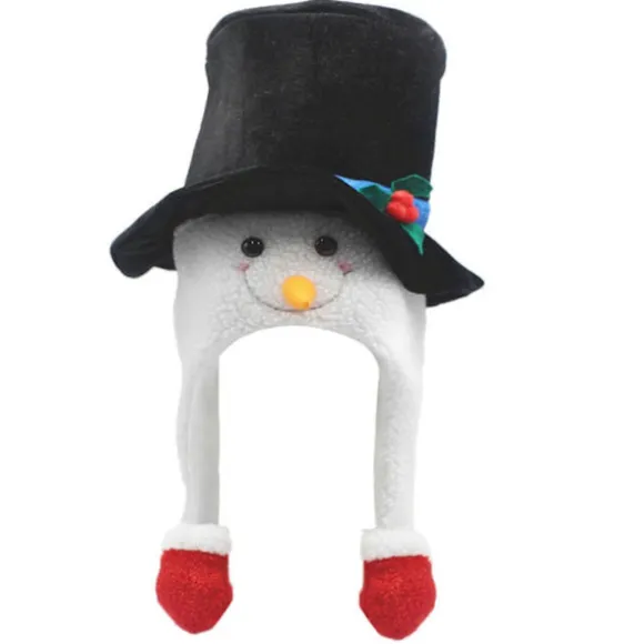 Sjov Snemand Hat Julefrokost Hat Sjov Julehat Julecylinder med Snemand Øreklap Navidad Rekvisitter Nytår Black
