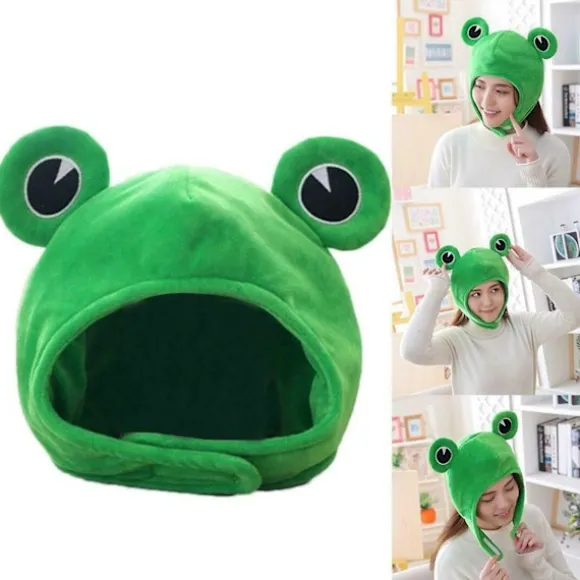 Sjov tegneserie yndig plys-frø hat cosplay kostume dress up ha